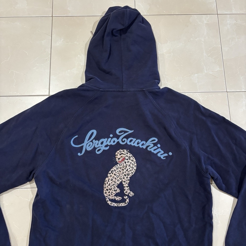 Sergio Tacchini Sweatshirt Hoodie Men's M RARE Chain Stitch Cougar Graphic Track